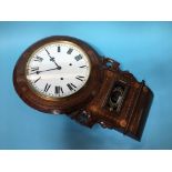 A walnut cased dial clock, with eight day movement and marquetry inlay