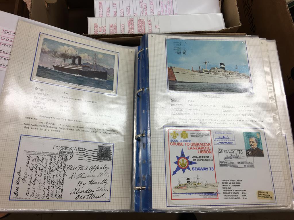 Two boxes containing a collection of shipping postcards, photos etc. - Image 2 of 23