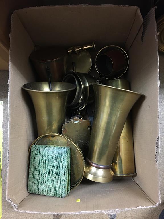 Three boxes of assorted brass ware etc. - Image 5 of 7