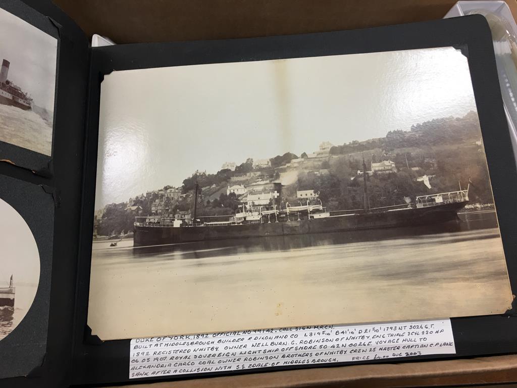 Two boxes containing a collection of shipping postcards, photos etc. - Image 10 of 23