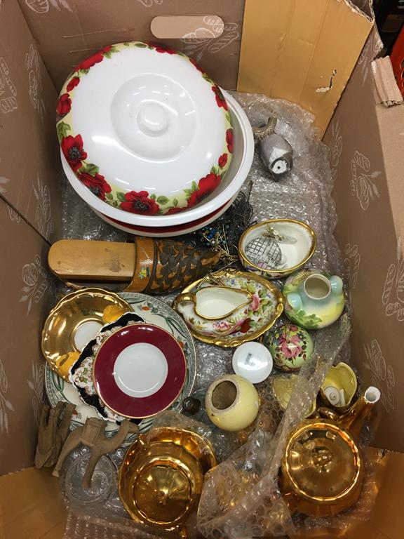 Two trays of assorted, to include crested ware, Coalport pastille burner etc. - Image 2 of 3