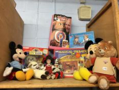 Assorted soft toys, boxed Bluebird theatre etc.