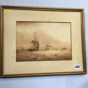 Norman Septimus Boyce (1852 - 1962), watercolour, signed, 'Paddle steamer at sea', 18 x 26cm