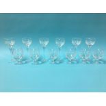 Six Brierley crystal champagne glasses and six brandy glasses