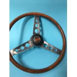 A Morris chrome and wood steering wheel