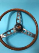 A Morris chrome and wood steering wheel