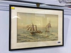 Norman Septimus Boyce (1895 - 1962), watercolour, signed, 'Paddle steamer in choppy seas', 18 x