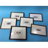 A collection of six framed maritime Stevengraphs