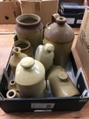 Assorted stone ware pots and flagons