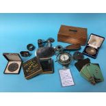 A box of assorted shipping items, to include napkin rings, clock etc.