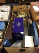 Two boxes of assorted, to include brass ware and cut glass etc.