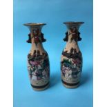 A pair of Japanese satsuma ware vases, 29cm high