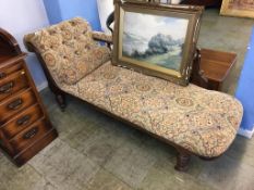 A mahogany framed chaise longue