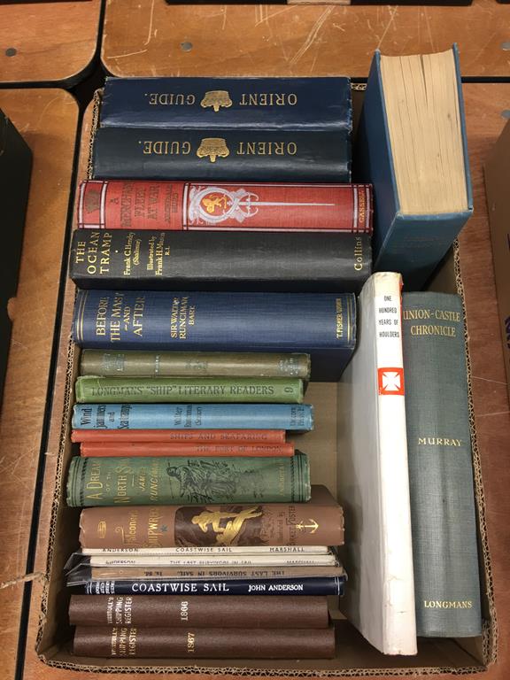 A box of books, ships and shipping related material