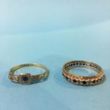An 18ct gold ring, 1.6g and a 9ct gold ring, 2.6g