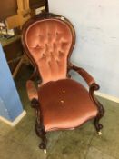 A Victorian walnut armchair