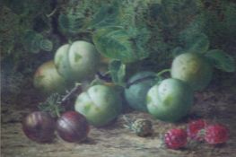 Oliver Clare (1853 -1927), oil on canvas, signed, 'Still life of fruit', 14 x 19cm