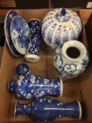 A collection of Oriental blue and white china etc.