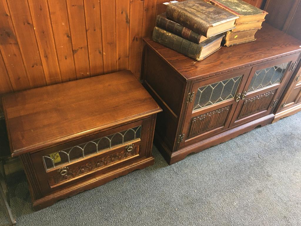 Two oak Old Charm TV units