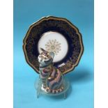 A Royal Crown Derby 'Cat' paperweight and a collection of Limoges, Maling and Shelley plates