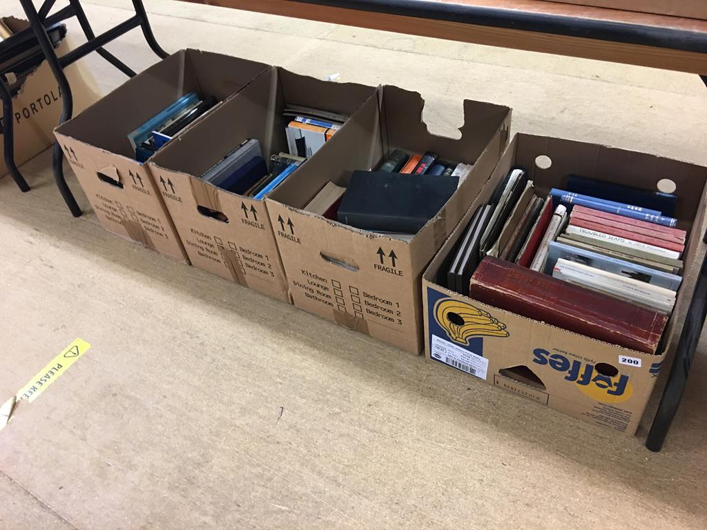 Four boxes of books, shipping and nautical materials