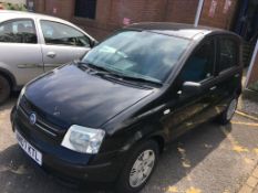 A black Fiat Panda, first registered 2007, mileage stated 124,166, MOT September 2021, V5 and some