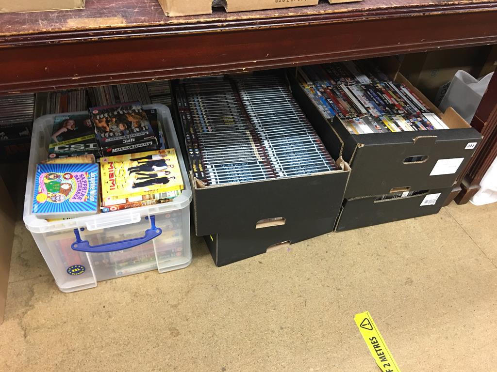 Five boxes of DVDs