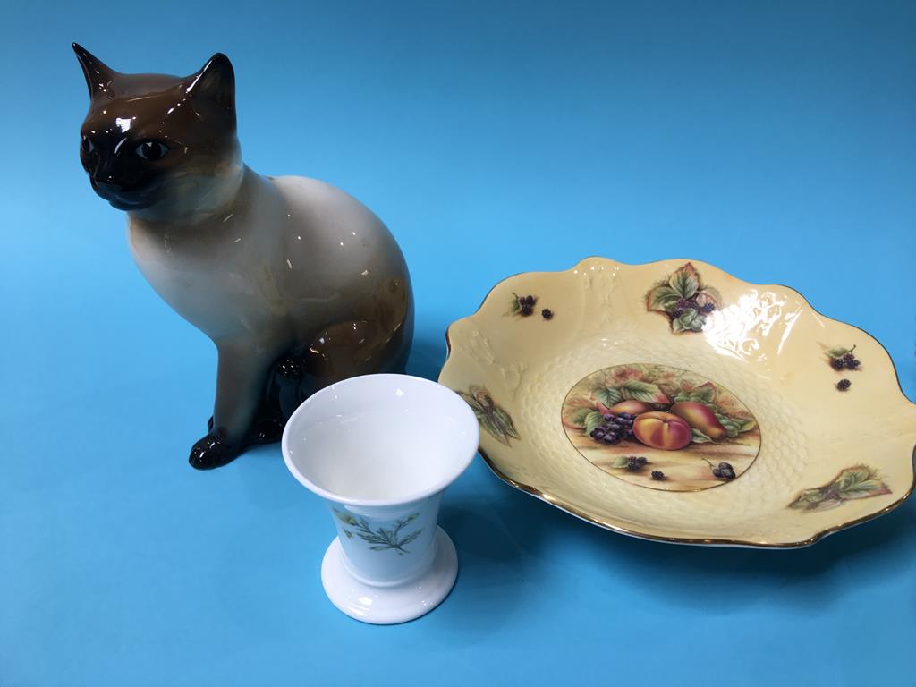 Two cats, a glass biscuit barrel, an Aynsley Orchard gold bowl etc. - Image 3 of 4