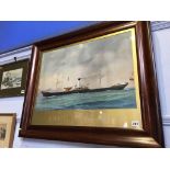 Early 20th century, watercolour, unsigned, 'The SS Gladys Royle 1903', in rosewood frame, 44 x 66cm