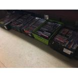 Five trays of DVDs and games