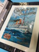 A large folder of assorted nautical ephemera, to include maps, log books and posters etc.