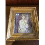 A gilt framed print of a Lady