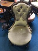 A Victorian button back nursing chair