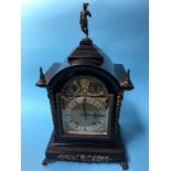 A 19th century ebonised and ormolu bracket clock, with eight day movement, silvered chapter ring and