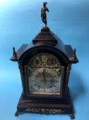 A 19th century ebonised and ormolu bracket clock, with eight day movement, silvered chapter ring and