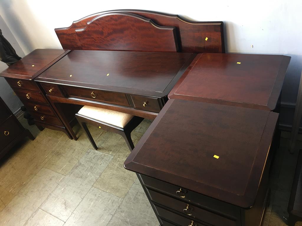 Stag bedroom furniture; to include a cheval mirror, three bedside chests, a desk and stool, and - Image 2 of 2