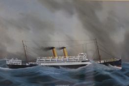 Maritime, watercolour, unsigned, 'RMS Otranto', 40 x 62cm