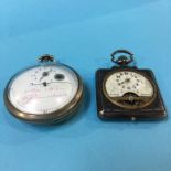 Two Continental pocket watches, signed Bruder Hahn and Hebdomas