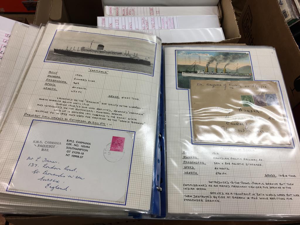 Two boxes containing a collection of shipping postcards, photos etc. - Image 3 of 23