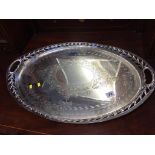 Oval two handled silver plated tea tray