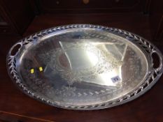 Oval two handled silver plated tea tray