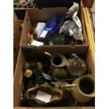 Two boxes of assorted to include brass ware etc.