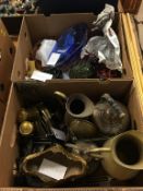 Two boxes of assorted to include brass ware etc.