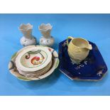 A pair of modern Belleek vases, a Doulton Syren dessert set and a quantity of china