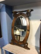 An oak barley twist mirror