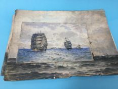 A collection of seven unframed seascape watercolours, by Norman Septimus Boyce (1895-1962),