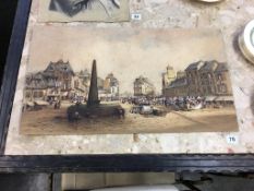 F. P. Ford, watercolour, signed, date 1847, 'Dutch Market Place', 33 x 58cm