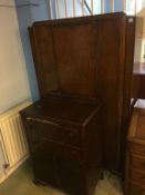 An oak Deco wardrobe and chest of drawers