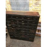 A metal drawer tool chest, 91cm wide