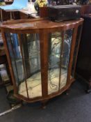 A walnut china cabinet